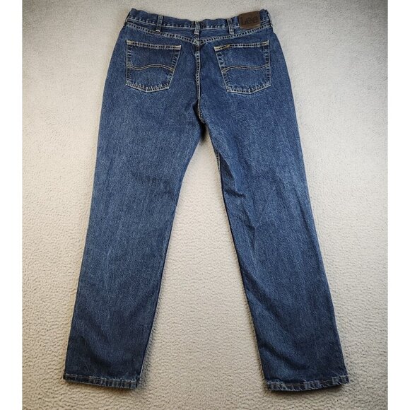LEE Jeans Men's 36x32 Relaxed Fit Dark Wash Straight Leg Denim Pants Cowboy - Picture 2 of 9